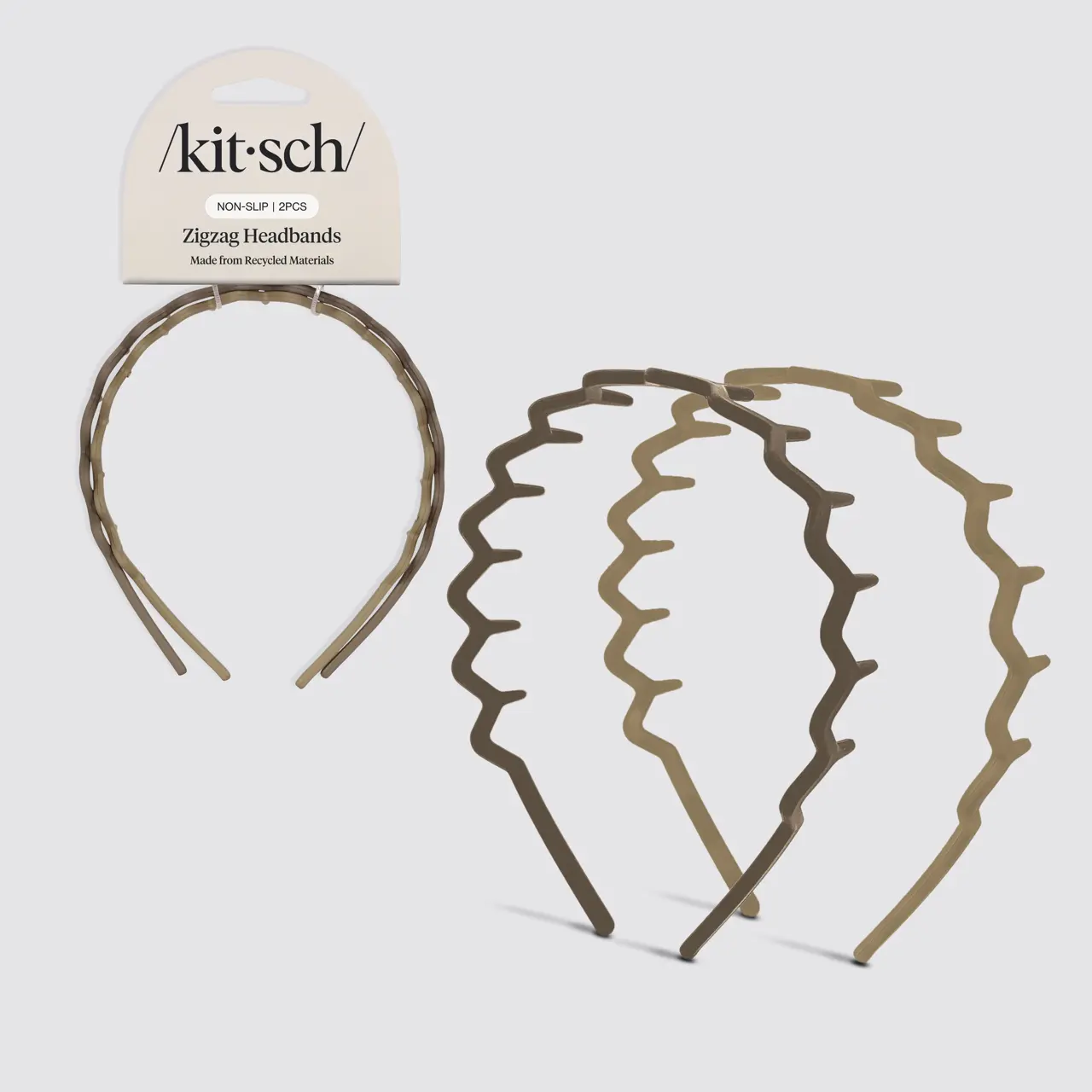 Recycled Plastic Zig Zag Headband 2pc - Neutral Recycled Plastic Zig Zag Headband 2pc - Neutral