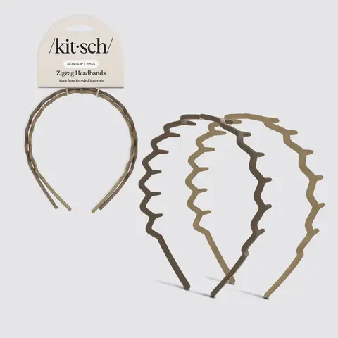 Recycled Plastic Zig Zag Headband 2pc - Neutral