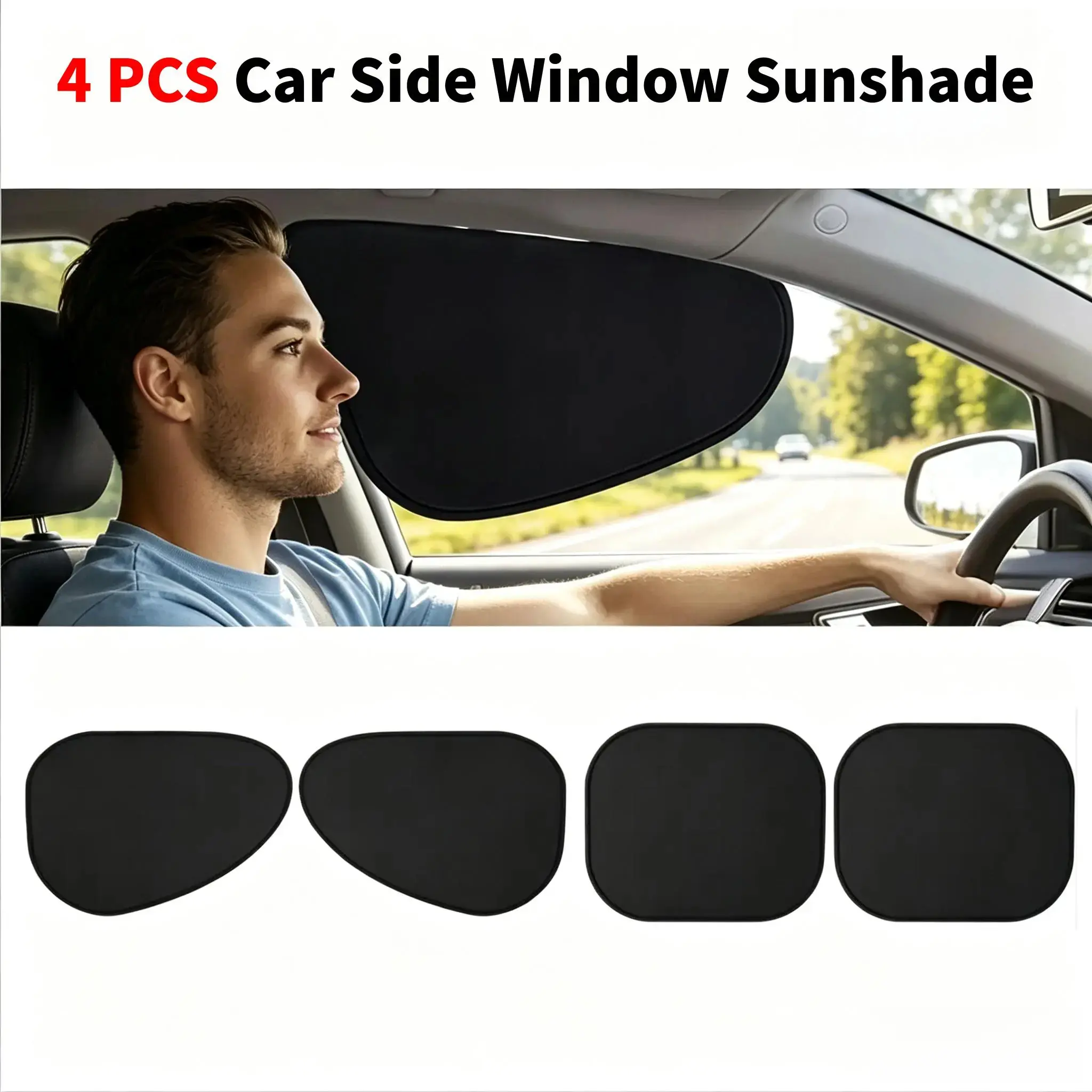 4PCS Universal Car Window Side Sunshades – Privacy-Protecting Sun Visor, Reduces UV & Heat, Exterior Auto Accessories, Easy to Install, Ideal for Camping, Naps & Daily Driving, Durable Breathable Mesh, Fits Most Vehicles, Keeps Cabin Cool & Comfortable