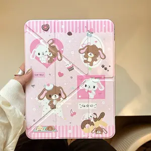 Cute Bunny Acrylic Case for iPad 11th Gen, Pro New Design, Air 7/6 with Pen Slot, Anti-Bend, Girls' Tablet Protector Cover, Tablet Accessories