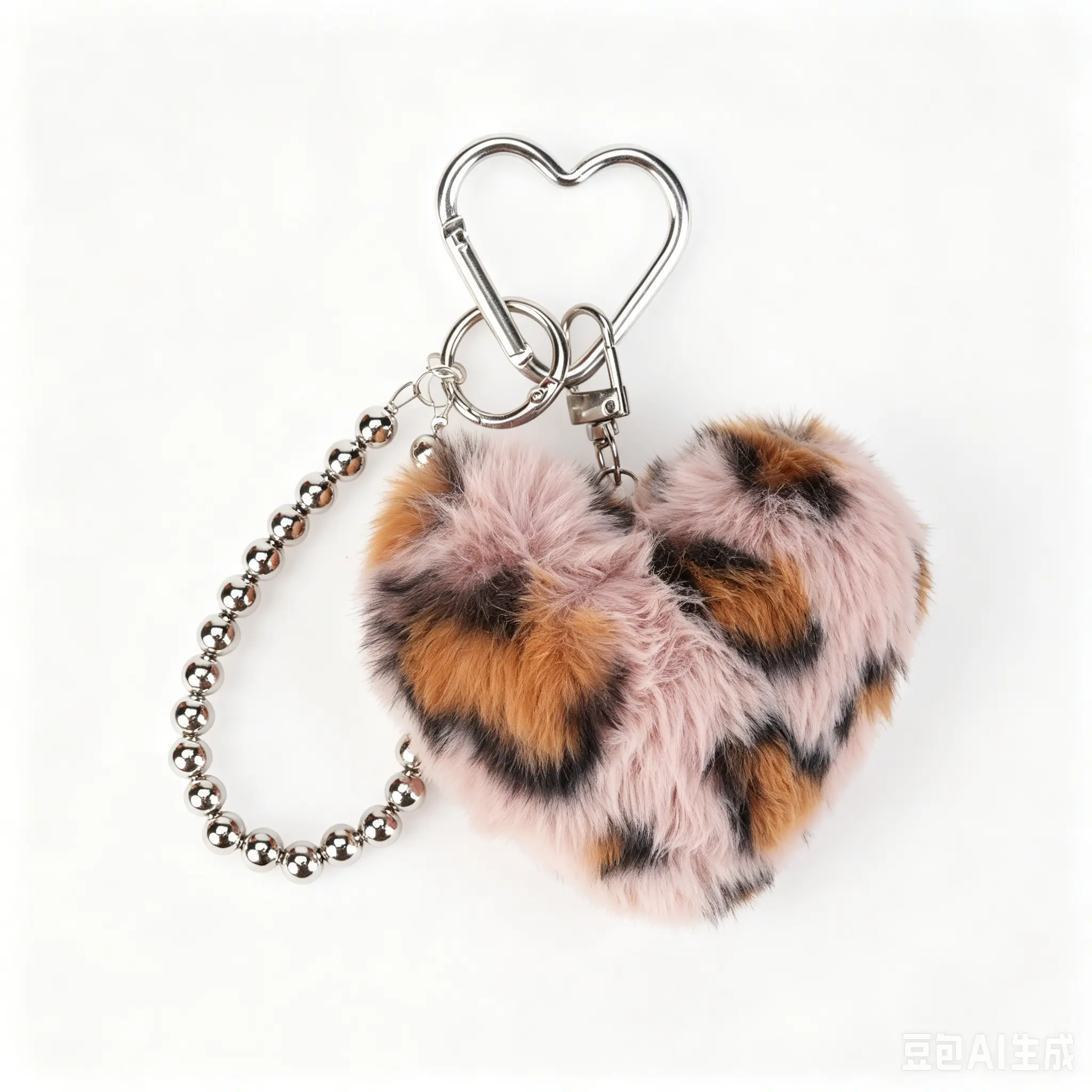 Women's Cute Leopard Print Heart-Shaped Metal Chain Bag Charm - Detachable Purse Accessory, Valentine’s Day Gift, Stylish Keychain for Daily Use, Bag Charms