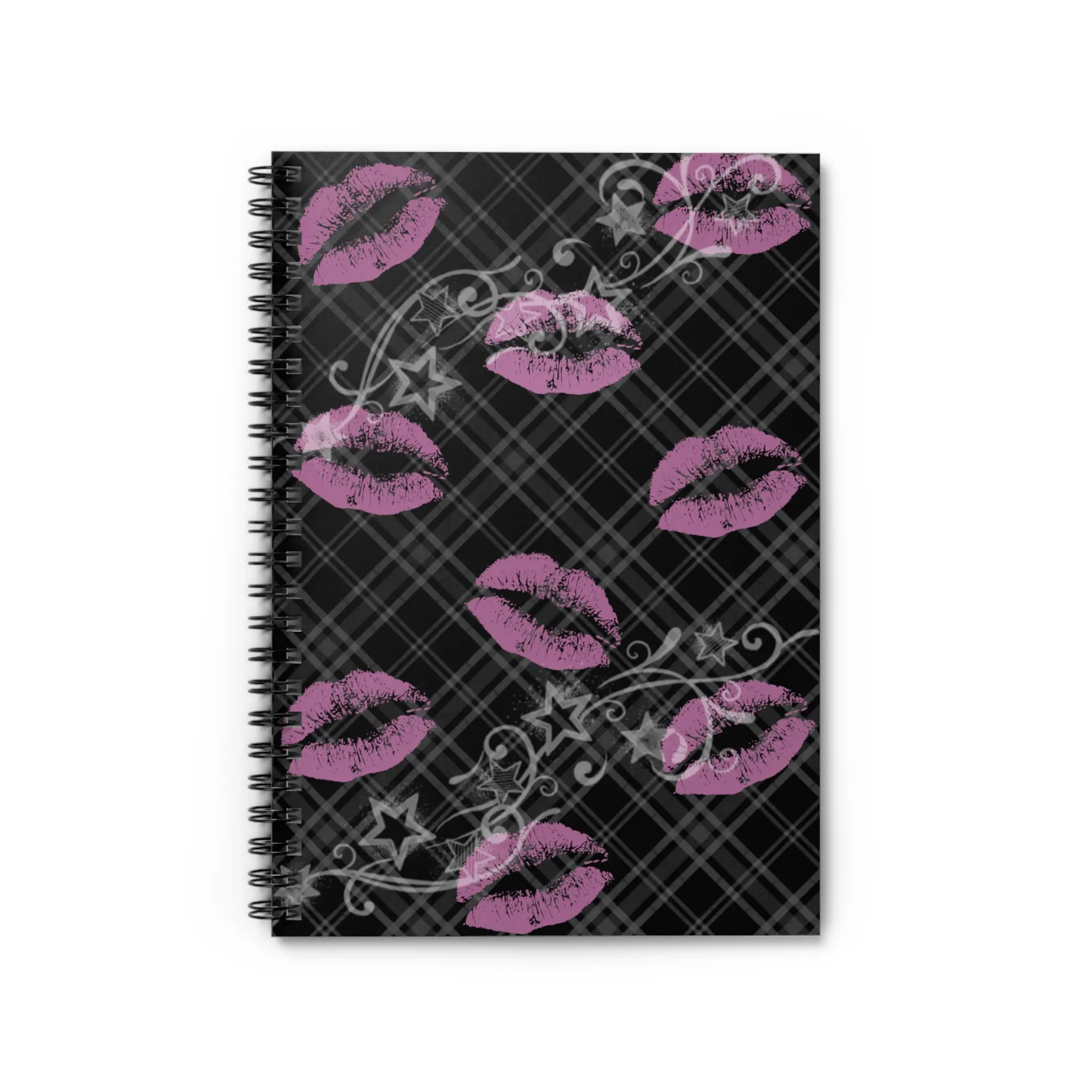 Kiss Print Plaid Spiral Notebook Ruled Journal