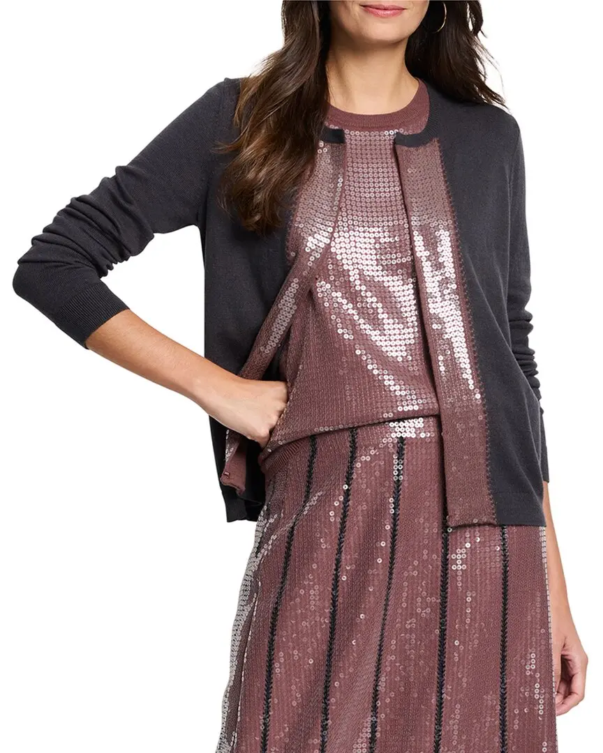 NIC+ZOE Petite Sequin Trimmed Cardigan