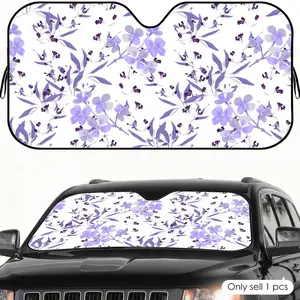 PIKPAKA Lavender Flowers Sun Visor Car Sun Shade Windshield Cover UV Block Heat Insulation Reflective Keeps Car Cool Protects Dashboard Foldable Fits Most Vehicles SUV Truck