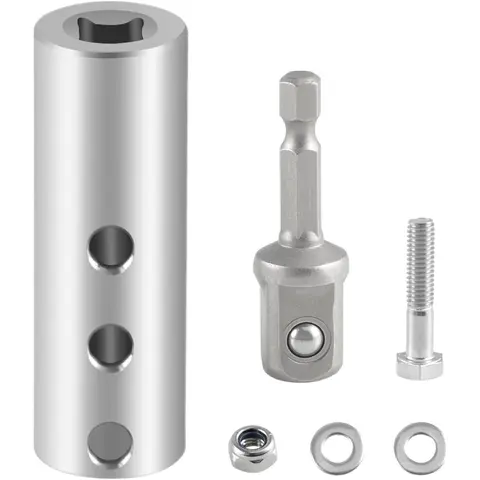 Upgraded Stainless Steel Trailer Jack Electric Drill Adapter Kit - 1/2 in Socket Adapter Bit, 26mm (1 inch) Jack Drive Shaft Compatible, Corrosion-Resistant, Higher Hardness, More Robust & Durable Hex Bit Socket Combination Tool