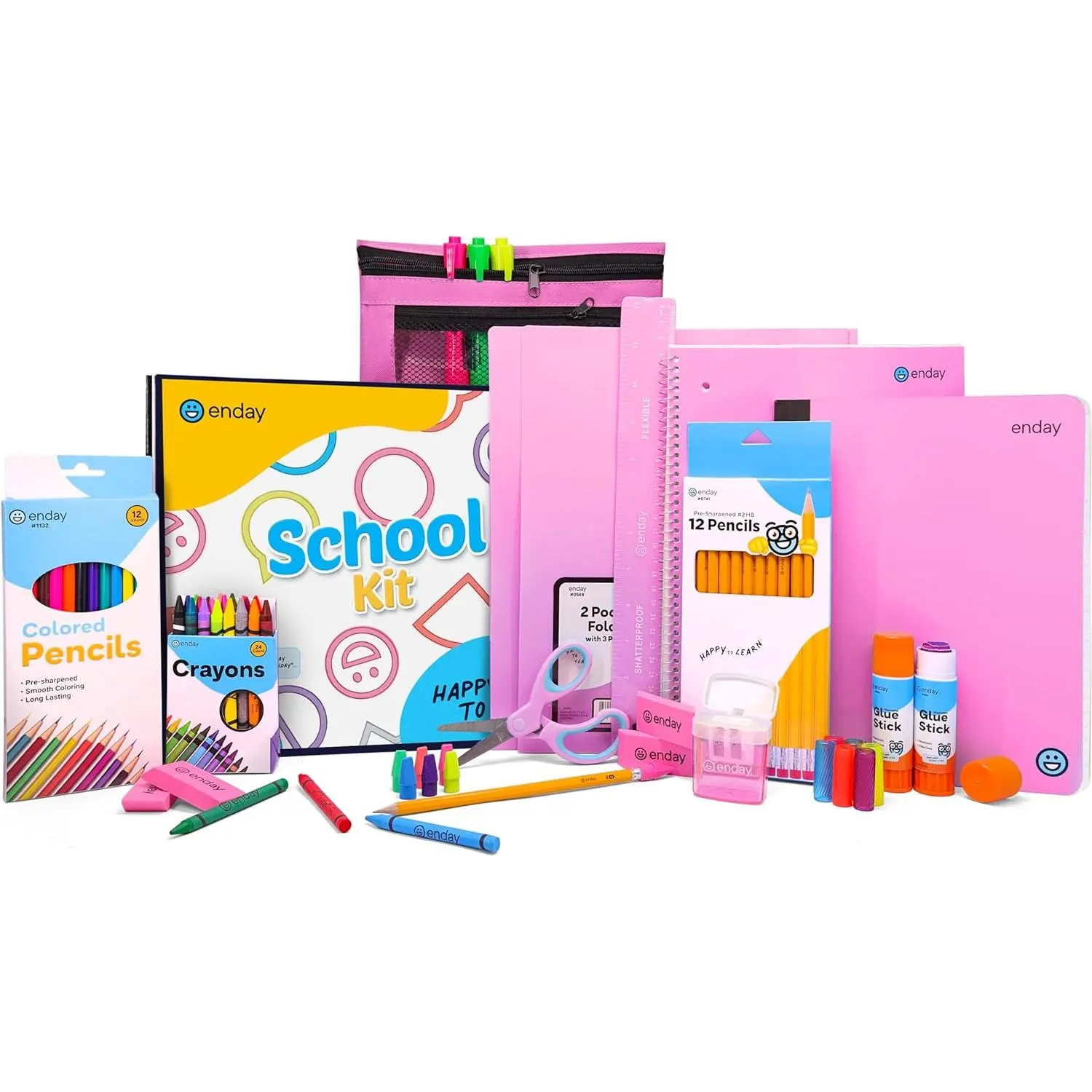 Enday Back to School Supplies for Kids, School Supply Box Grades K-5, Premium Quality Kids School Supplies Kit, Kindergarten School Supplies for Girls and Boys, 71 Piece Set
