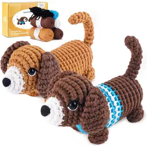 Crochet Kit for Beginners, Learn to Crochet, Include Easy Knitting Soft Yarn, Step-by-Step Video Tutorial, Hook, Holiday Birthday Gift for Adults (Sausage Dog)