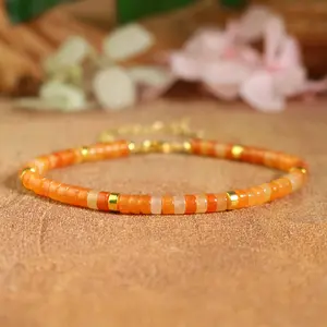 Natural Tube Orange Aventurine Beads Bracelet Crystal Healing Charka Crystal Minimalist Bracelet Gift for Women
