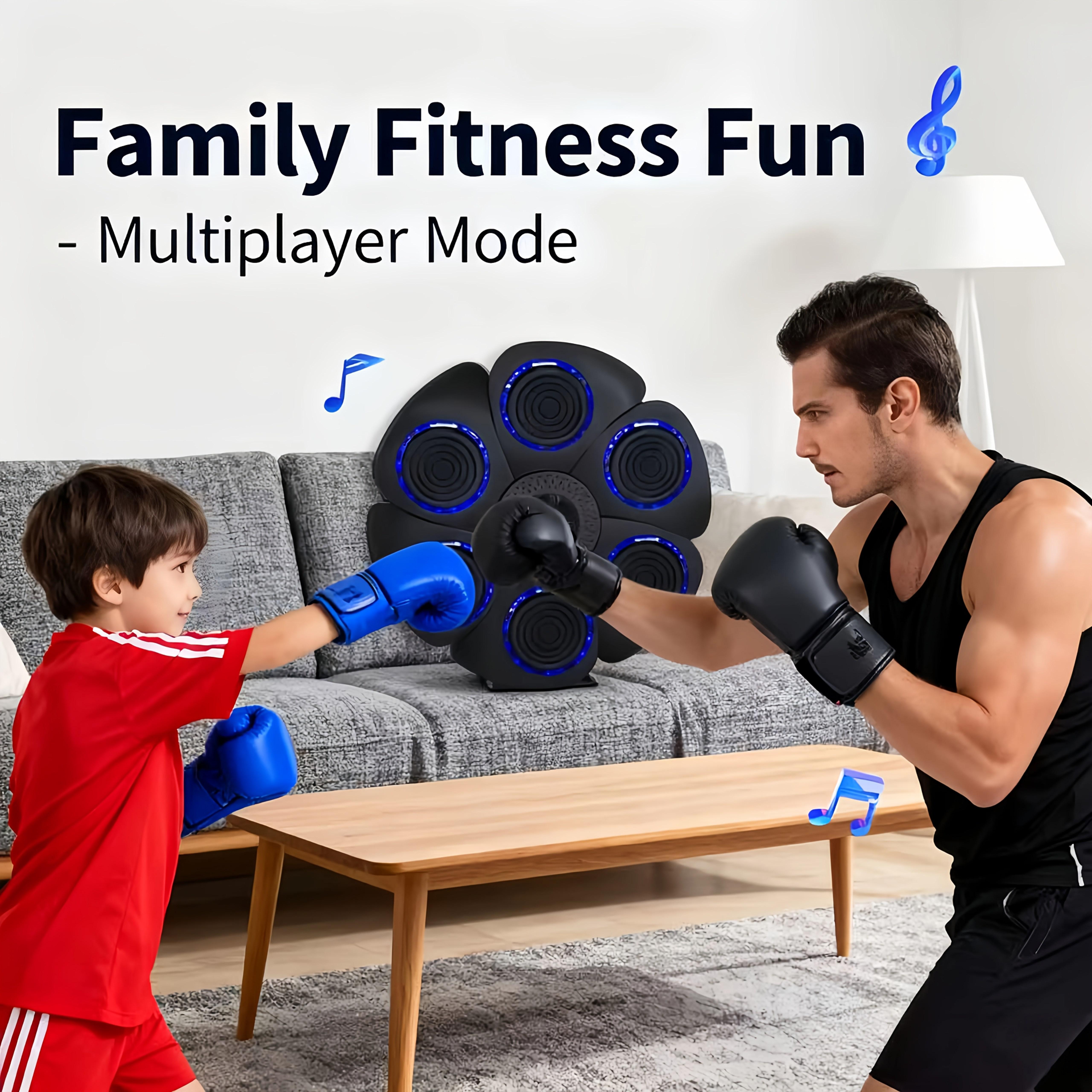Smart Interactive Boxing Wall Pad with Wireless & USB Charging, Adjustable Height Punch Trainer, Multi-Game Modes Music Rhythm Training, Home Gym Equipment for Adults & Kids