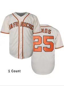 Men's Letter & Figure Embroidery Baseball Jersey, Casual Loose Baseball Collar V Neck Sports Top for Training Competition, Baseball Clothing for Men, Baseball Shirt