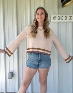 Beige Flare Sleeve Sweater