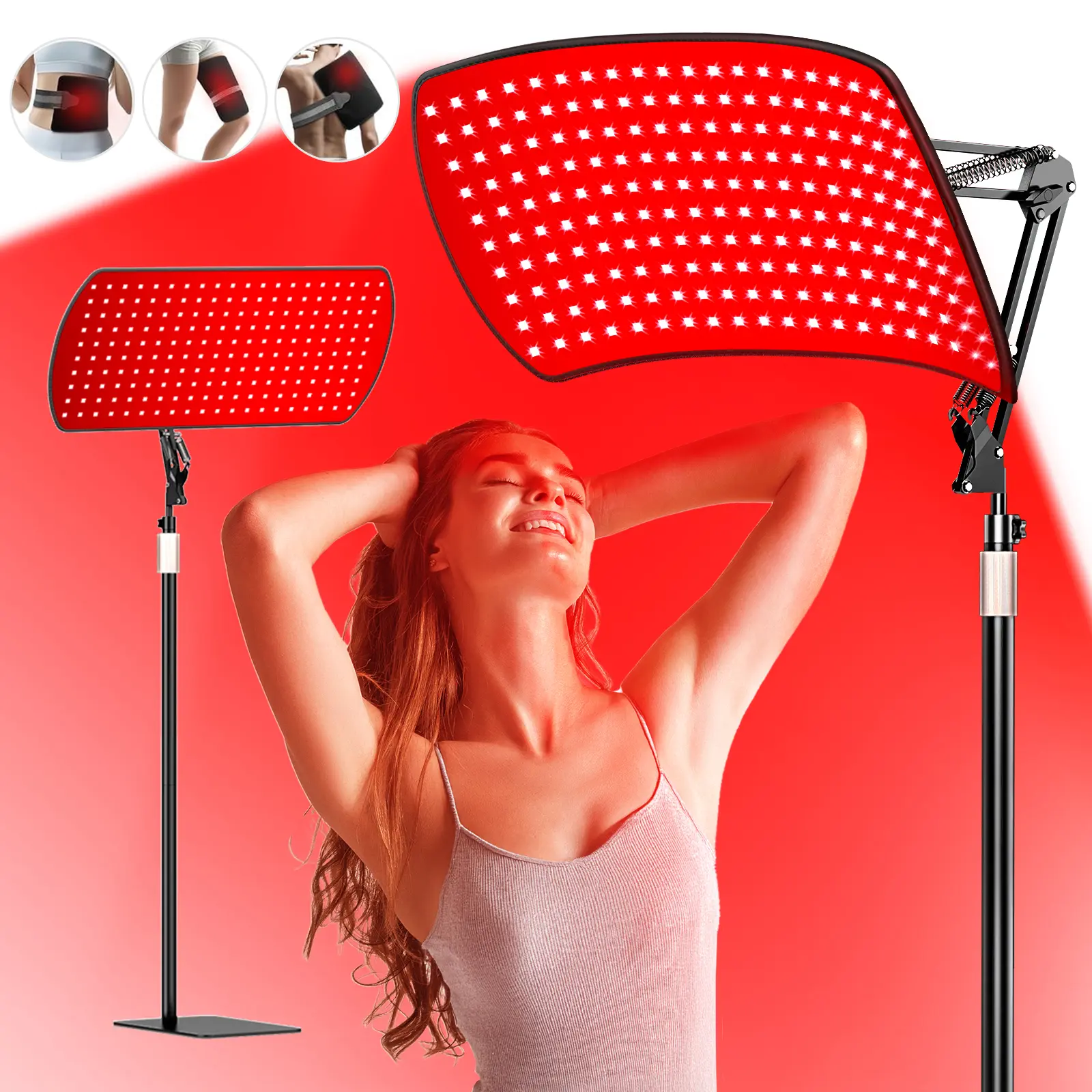 Upgraded 3 in 1 red light therapy device, detachable panelwith stand, suitable for face, back and whole body,used for muscle recovery,fitness,relieving musclepain and inflammation,improving vision and sleepquality Healthy Alternative