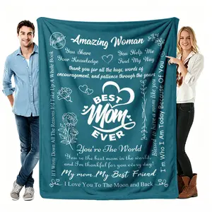 Classic Flannel Weave Throw Blanket, 1-Piece Breathable Heart Print, Cozy 50x60 in Nap Blanket for Home & Travel, Mom Tribute Mother's Day Gifts for Cool Rooms, Blankets