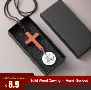 Bible Verse Car Rearview Hanging Cross Ornament Wooden "I Am With You Always" Christian Accessories for Car Rearview Mirror Spiritual Practical Decor Solid Wood Carving Hand Sanded Top Choice for Holiday Gifts Religious