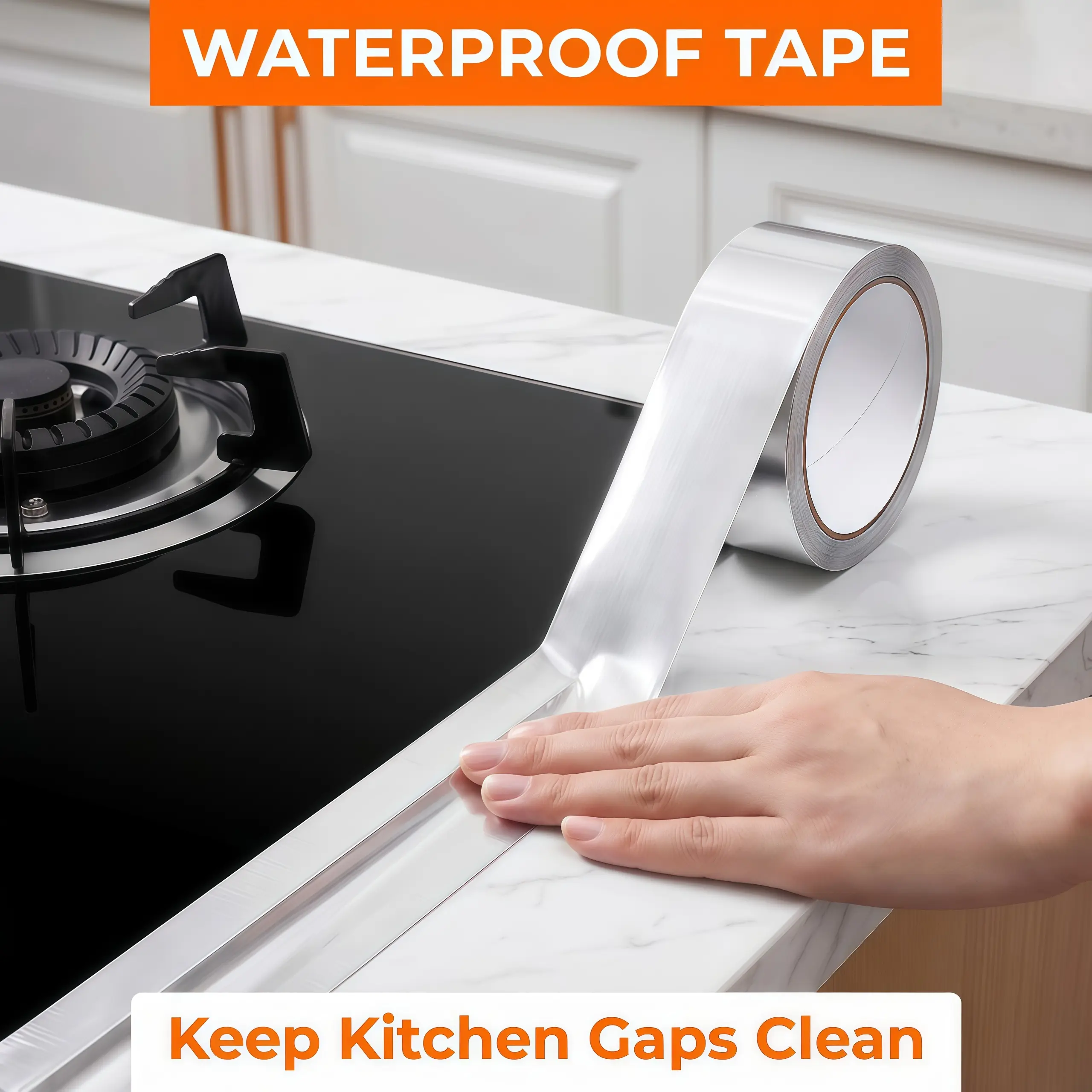 Aluminum foil tape, oil resistant decorative sealing tape, high temperature resistant aluminum foil tape, waterproof, oil resistant, and mold resistant tape, used for sealing the edges of bathtubs, bathrooms, kitchens, sinks, and walls