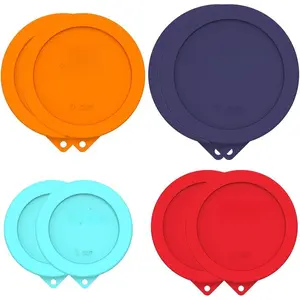 Round Silicone Storage Cover Lids Replacement for Anchor Hocking and Pyrex Glass Bowls (Container not Included) (4 Size, 8 Pack)