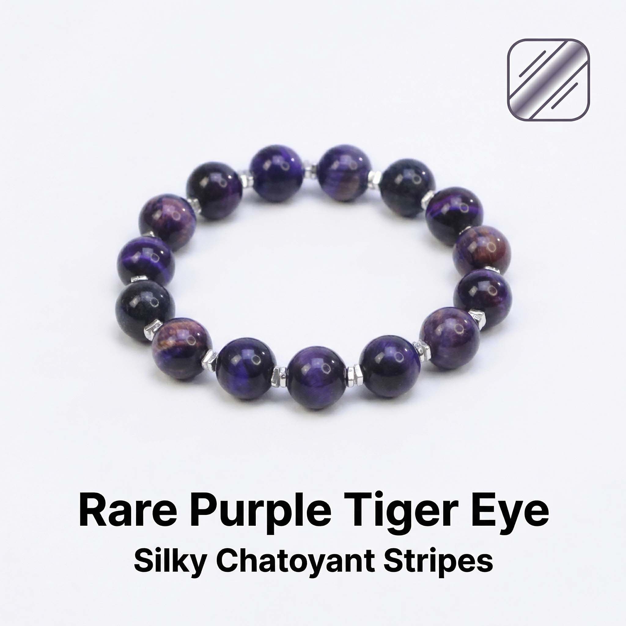 Rare Blue Purple Tiger Eye Bracelet, Elastic Fit, Wealth Attraction Spiritual Jewelry for All Hand Sizes.Gifts for Relieving Anxiety and Stress