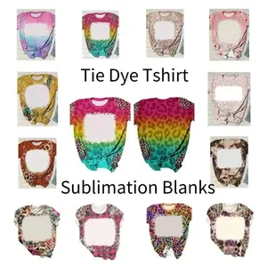 Sublimation Blank Tie Dye Tshirts Tee Tops T-Shirt Thermal Transfer Blanks Short Sleeve Clothes For DIY  Custom Printing Logo