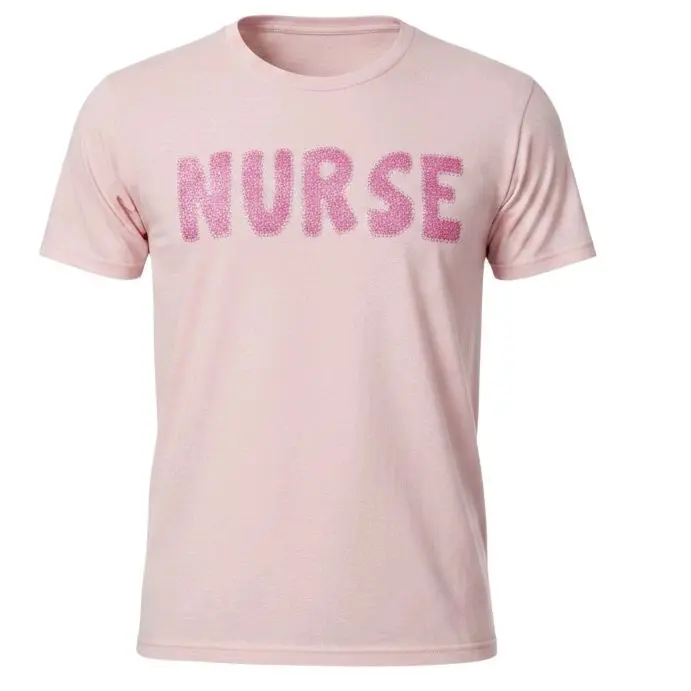 Nurse Glitter Faux Leather Appliqué T-Shirt | Handmade Tone-on-Tone Embroidered Shirt | Custom Color Nurse Tee