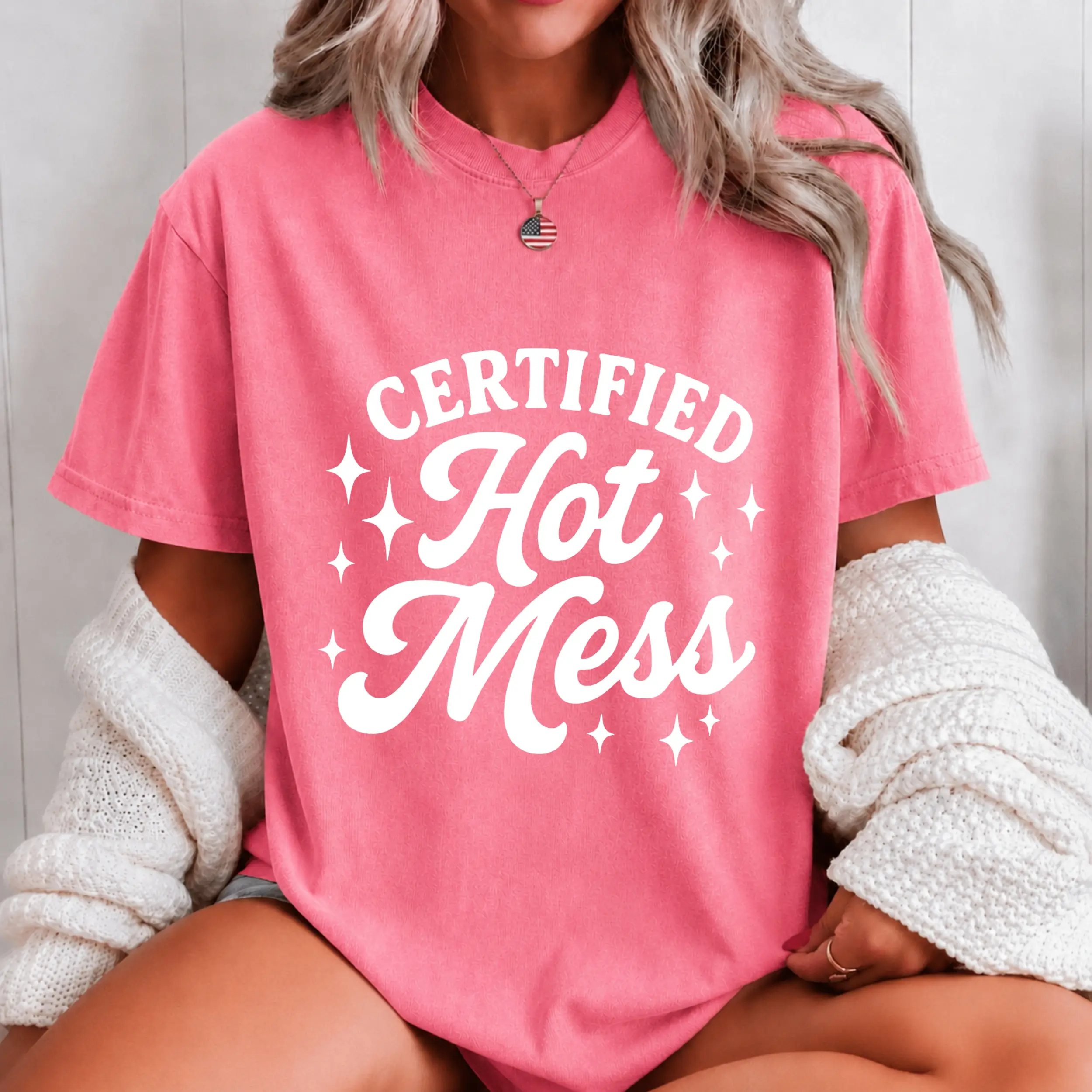 Comfort Colors Certified Hot Mess T-Shirt, Funny Quote Tee, Girly Popular Humor Tee, Trendy Gift for Women, For Woman
