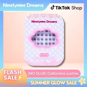 Ninetynine Dreams [NO GLUE] Cottonkiss Self-Adhesive Lashes | 9-13mm C Curl No Glue Required Press-On Lash Clusters - Fluffy Lightweight Wispy Natural Manhua Beginner-Friendly Daily Reusable Eyelashes with Ultra-Thin Self-Stick Jelly Adhesive Band