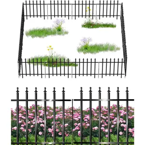 10-Panel   Fence, 32in H x 24ft L, Thickened Hollow Iron Tubes, High-Density Metal Barrier for Yard, No Dig Temporary Fencing