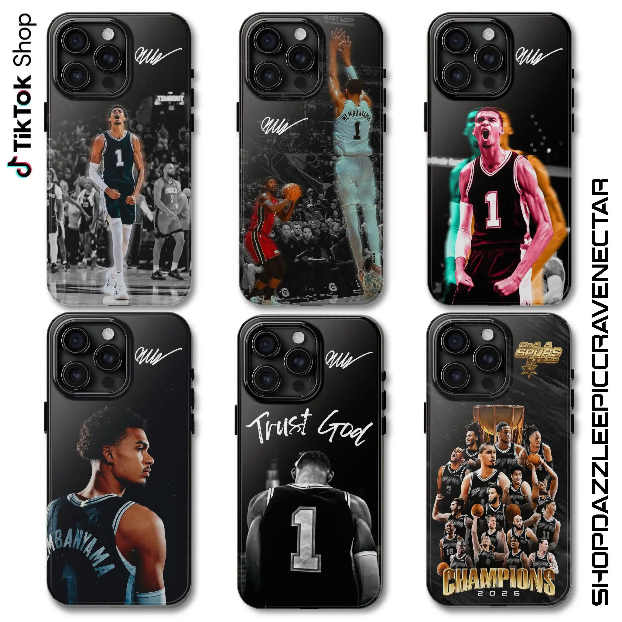 Go Spurs Go Victor Signature Phone Cover, Wemby The Alien Phone Cover, 2026 Basketball Playoffs 17 Air Pro Max