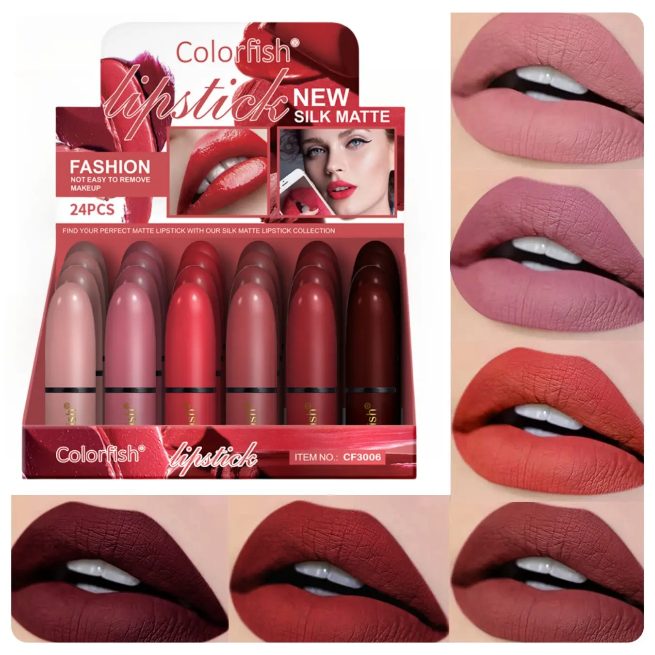 24PCS Matte Lipstick Set 6 Colors Long-lasting No-Stick Cup No Fading Color Waterproof Makeup Magnificent Lipstick Gifts for Women Holiday Gifts