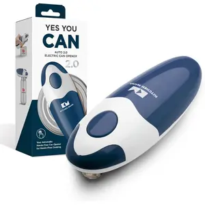 Auto 2.0 Electric Can Opener: Blade Opens Almost Any Can Pop or Soda Can - Automatic, Hands Free, Safe, Smooth Edge, Lid Remover, Battery Operated, Cordless, YES YOU CAN (Navy Blue)