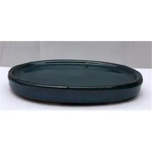 Bonsai Boy  Ceramic Humidity & Drip Tray, Blue - Oval, Ceramic Material, Oval Shape, Drainage Holes