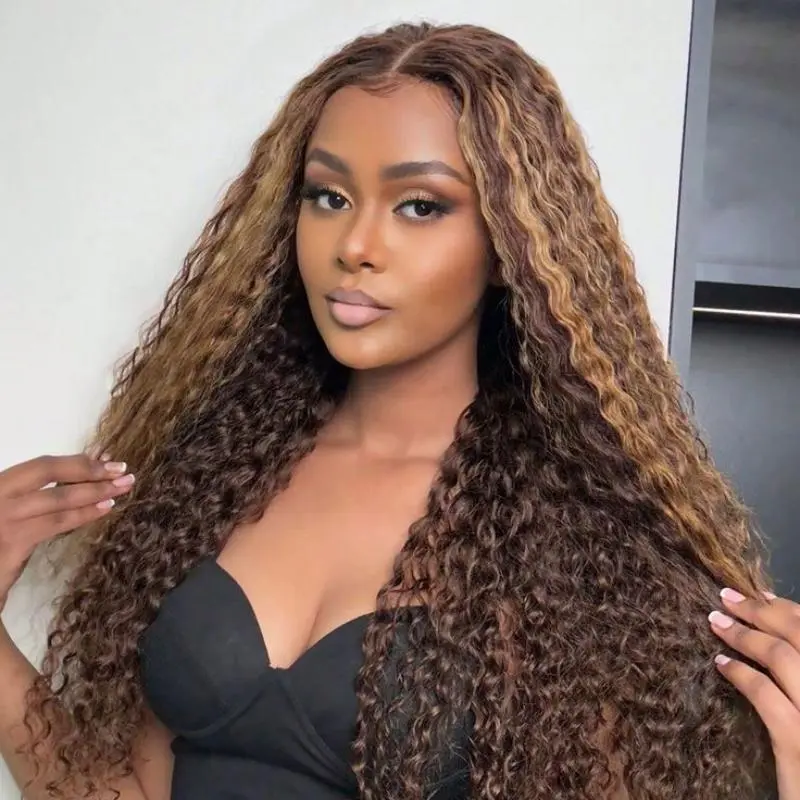 [New In] Wiggins Hair Highlight Glueless Deep Wave 7x5 Lace Closure Wigs Human Hair #P4/27 Pre Cut Ready to Go Wig Pre Bleached Beginners Friendly
