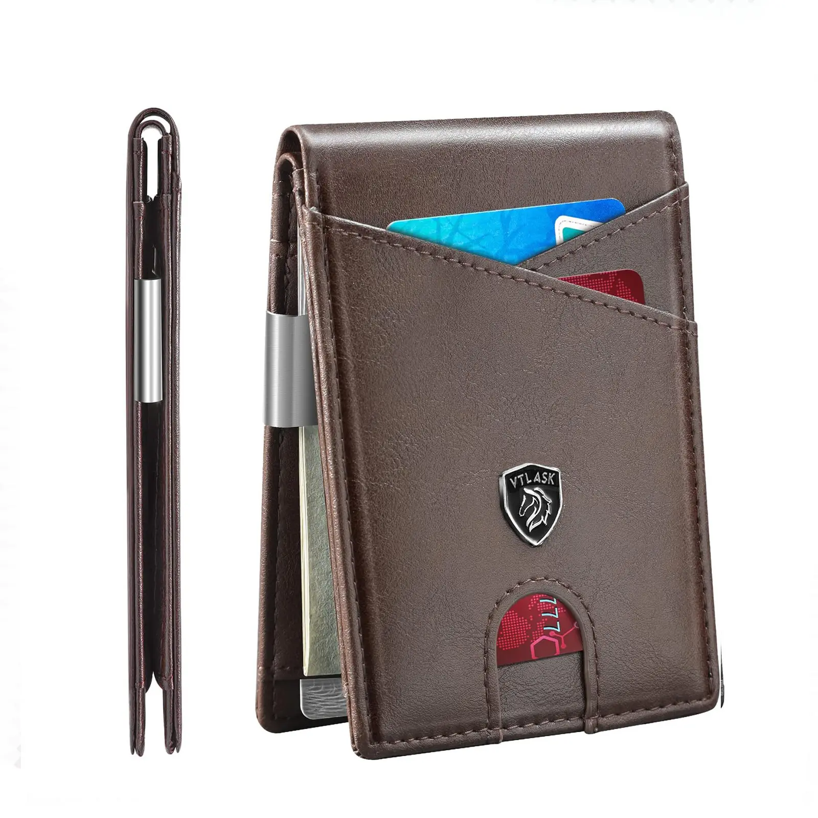 VTLASK Men's Bifold Leather Wallet, Slim & Durable RFID Blocking Accessory with 12 Card Slots and ID Window, Gift Boxed, Men's Accessories