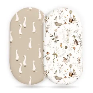 Stretchy Extra Soft Fitted Bassinet Sheets, Universal Fit for Baby Cradle Moses Basket, Oval Rectangle Mattresses, Safe Snug Stylish Design for Boys Girls, Attractive Patterns