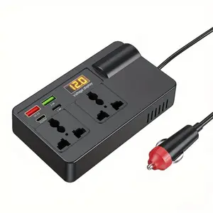 200W Multi-Function Car Power Inverter Adapter Chargers, 12V-24V to DC 220V, Digital Voltage Display, USB & PD Ports, Dual US/EU Power Outlets