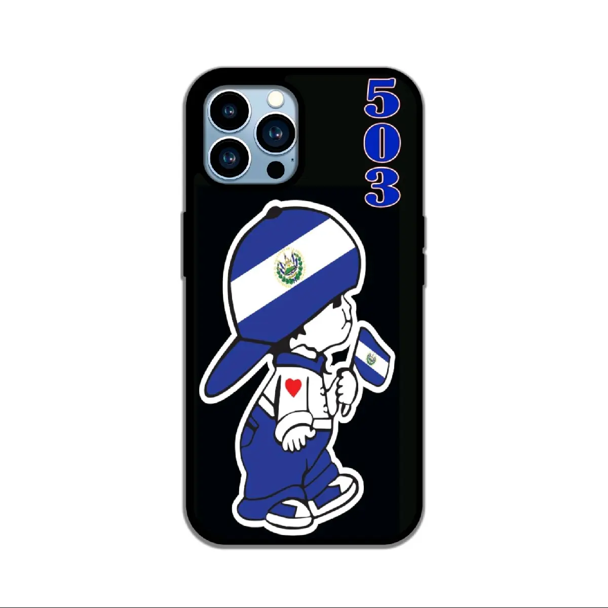 Niño 503 Phone Case for iPhone 5 5c 5s - Black Design with Character Illustration Personalized Protective Cover Customized Protection