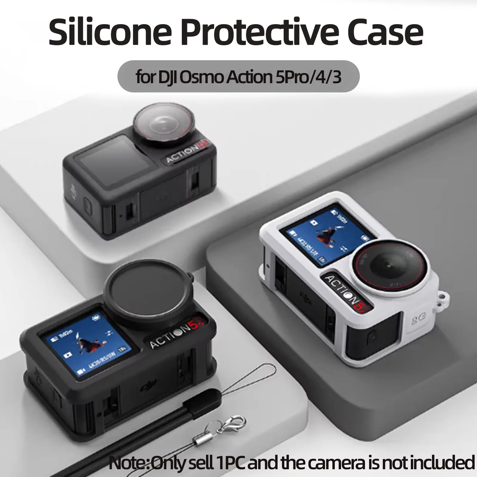 for DJI Osmo Action 5Pro/4/3 Silicone Protective Cover Case, Action Camera, Sports Camera Accessories, Sleeve Case Accessory, for Outdoor Sports and Holiday Travel, Full Protector, Lightweight Design, Easy to Install and Remove, Gift for Users