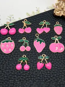 10pcs Enamel Strawberry Charms, Strawberry Pendant, Metal Cute Strawberry Charms, Fruit Charms for DIY Bracelets, Earrings, Necklaces, DIY Jewelry Making