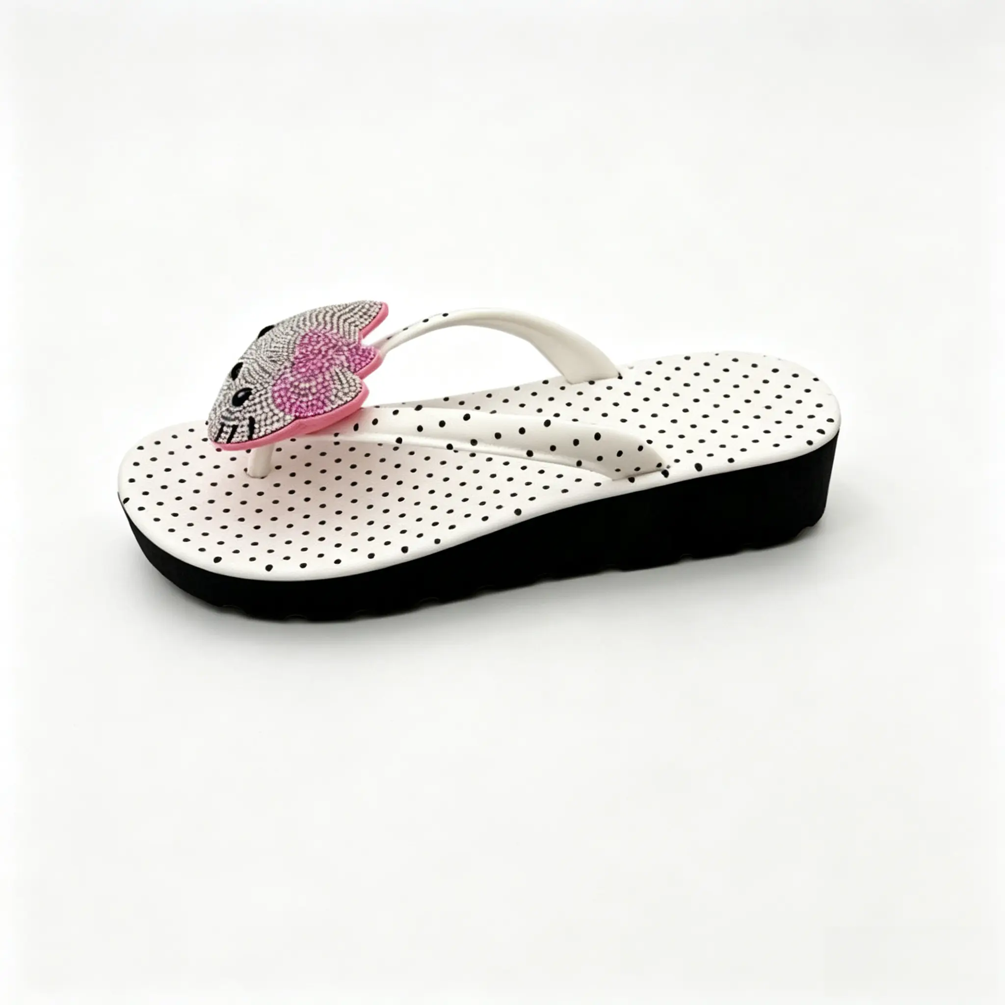 Sanrio Hello Kitty White Polka‑Dot Flip‑Flops Non‑Slip Summer Beach Thong Sandals for Women Girls