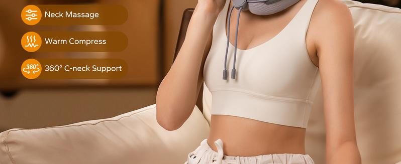 MERACH Portable Vibrating Neck Pillow for Muscle Relaxation Travel Neck Pillow Breathable Comfortable Memory Foam Neck Pillow Room Accessories