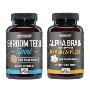 Onnit Alpha Brain 90ct + Shroom Tech Sport 84ct Bundle | Nootropic Stack for Focus, Energy Performance | Caffeine Free Brain & Body Boost | Fitness Health Edible Healthcare Dietary Supplement