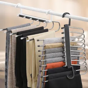 Multifunctional 9-Tier Pants Rack - Stainless Steel Wardrobe Organizer, Suitable for Pants, Skirts, Jeans, and Leggings, Gift for Friends, Christmas Present