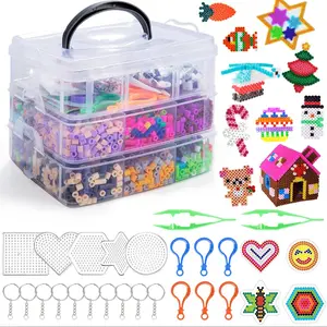 Melting beads Kit, DIY Beads, DIY Beading Accessories, Includes 2000/8000 Beads, 5 Hanging Boards, 2 Tweezers, 5 Patterns, Perfect for Best Friend Crafts, Suitable for All Occasions