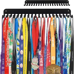 Metal Medal Holder Rack Large Capacity 10 Hooks, 20 Key Rings, Running Marathon Swimming Gym Storage, Durable Metal Material