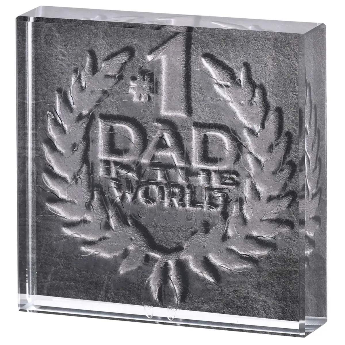Dicksons ETTPLQG-200 3x3 Tabletop Glass Plaque, 360-Stand Home Decor Sign, Number 1 Dad Gift with Wreath Compatibility for Dads, Signs