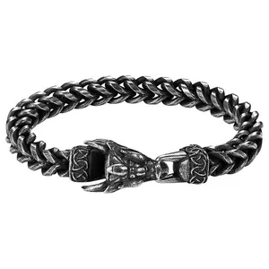 OIDEA Viking Bracelet for Men Stainless Steel Dragon Head Chain Norse Punk Jewelry summerwins,summerwins