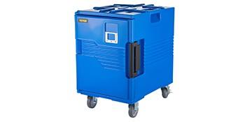 Insulated Food Pan Carrier 82 Qt Hot Box for Catering, LLDPE Food Box Carrier with One-Piece Buckle, Front-Loading Food Warmer with Handles, End Loader with Wheels for Restaurant, Canteen, Cafeteria, Buffet Service, Durable Blue