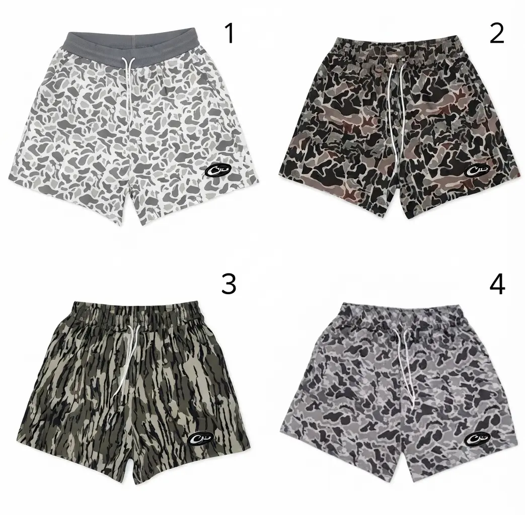 Drake Deer Camo Shorts, Woodland Whitetail Hunting Apparel, Buck Hunter Timber Pattern Bow Hunting Outfit