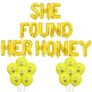 1Set Bee Bridal Shower Decorations She Found Her Honey Balloon Banner Bee Bachelorette Party Decor Honey Bee Diamond Ring Foil Balloon Bride to Bee Bridal Shower Decor for Bee Themed Engagement