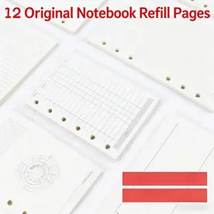 A6 Student 6 Hole Loose-leaf Replacement Notebook Refillable A5 Ivory White Note Inner Page A7 Horizontal Line Checked Notebook Inner Core