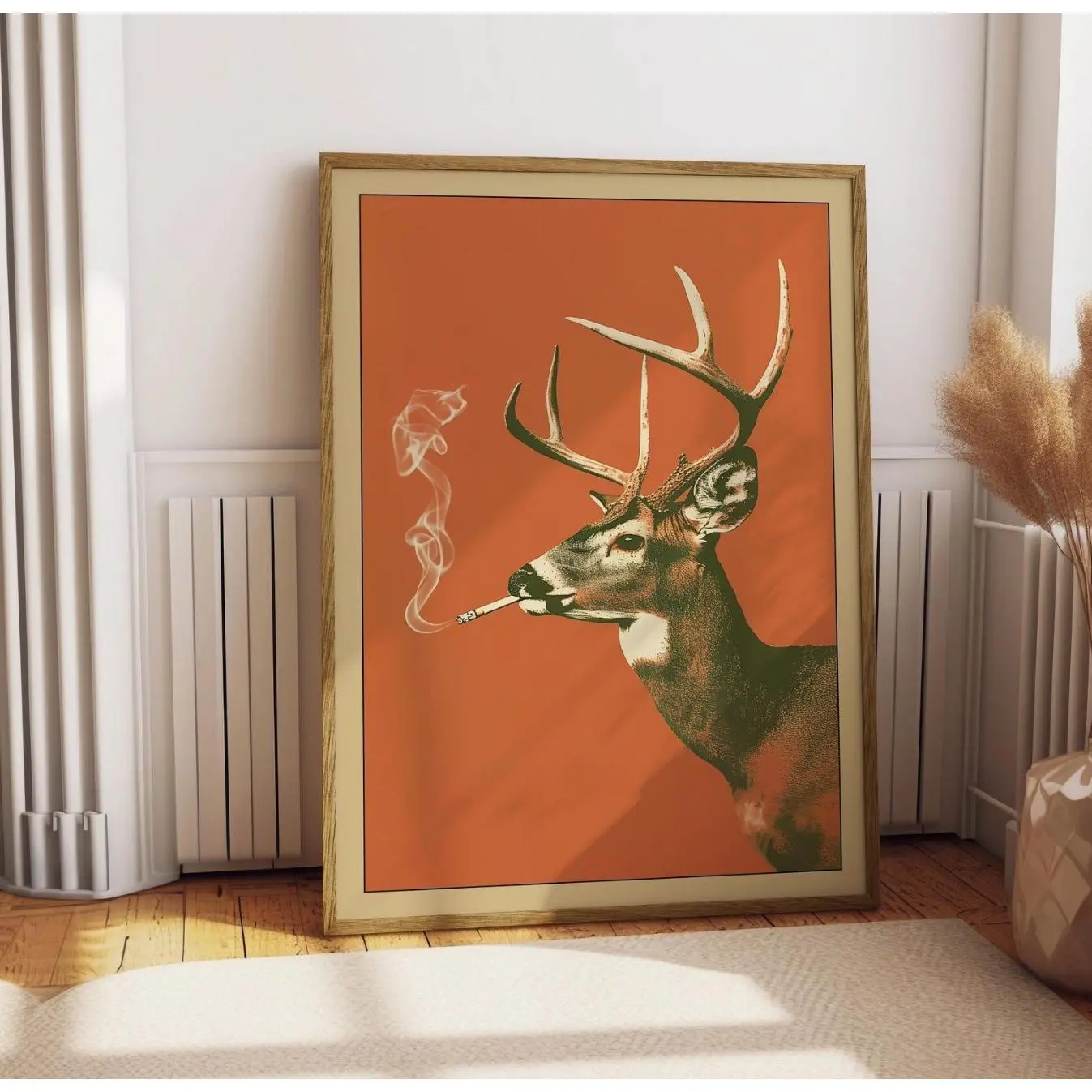 Animal Smoking a Cigarette Vintage Poster Unframed, Art Funny Retro Whimsical Print, Cabin Wall Decor Outdoor Illustration, Gift for Dad, Unique Gift